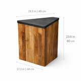 Tecton 23.6" Table d'appoint en teck massif - Plateau en pierre de lave naturelle