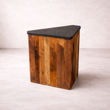 Tecton 17.7" Solid Teak Side Table - Natural Lava Stone Top