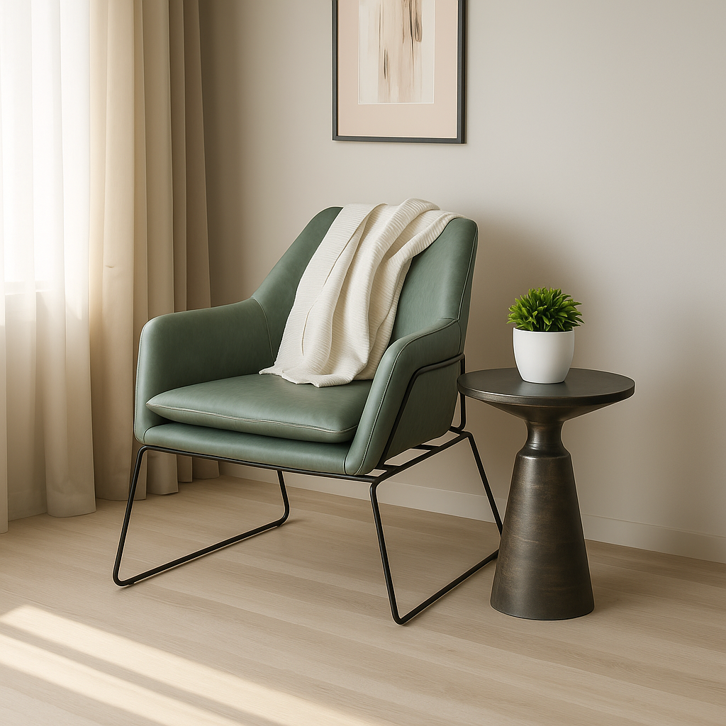 STREAM Leather Lounge Chair, Green