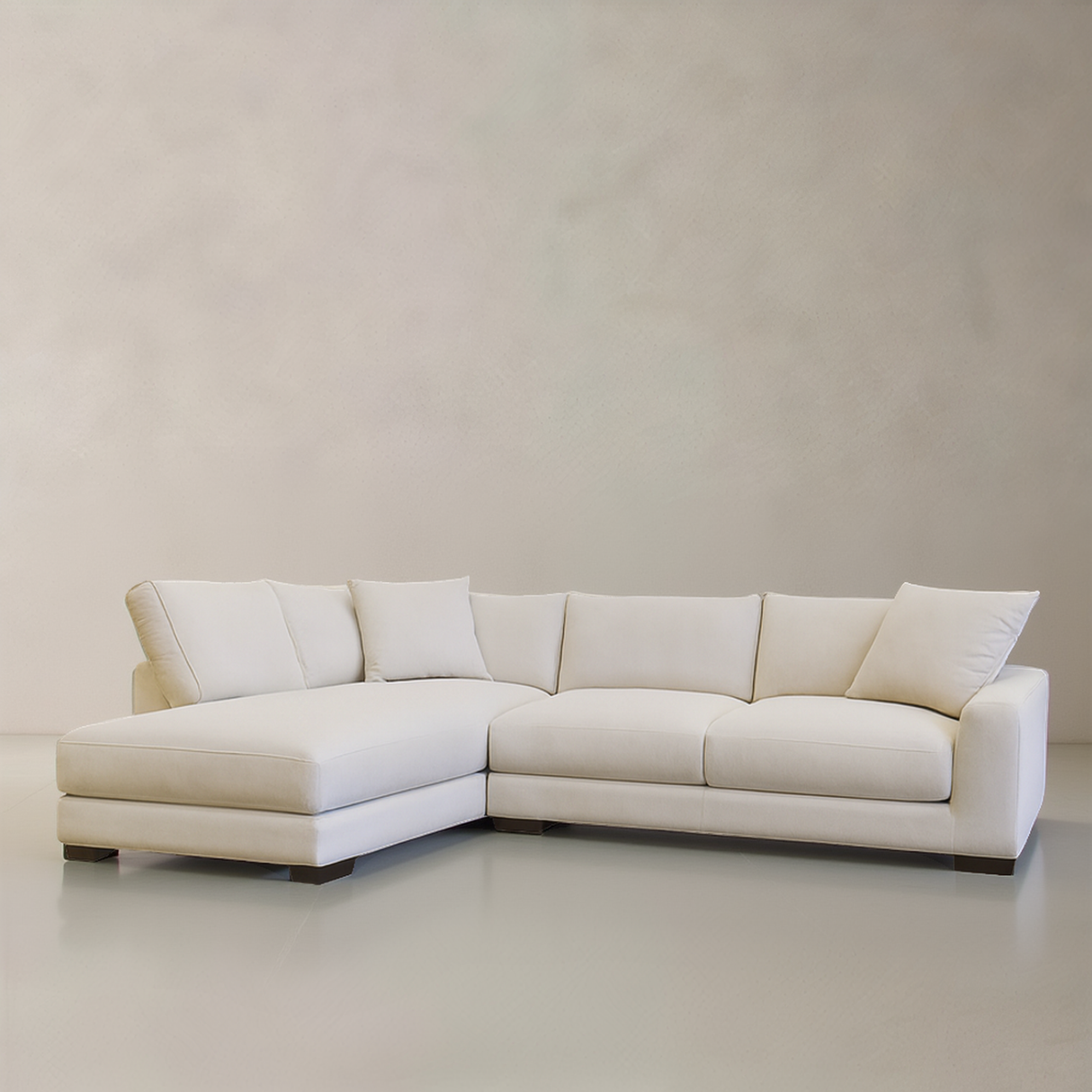 AUSTIN Fabric Sectional Sofa, Cream, Left