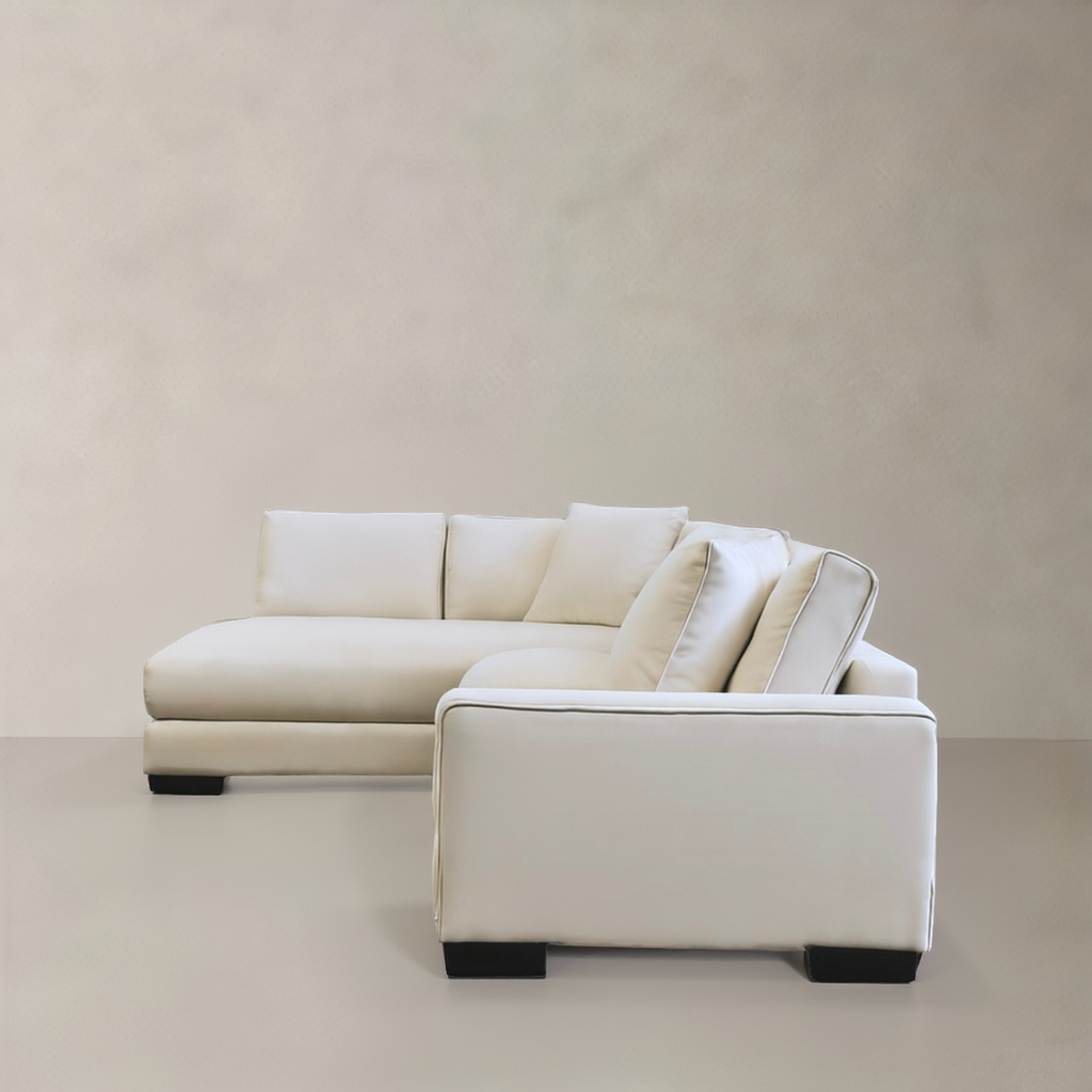 AUSTIN Fabric Sectional Sofa, Cream, Left