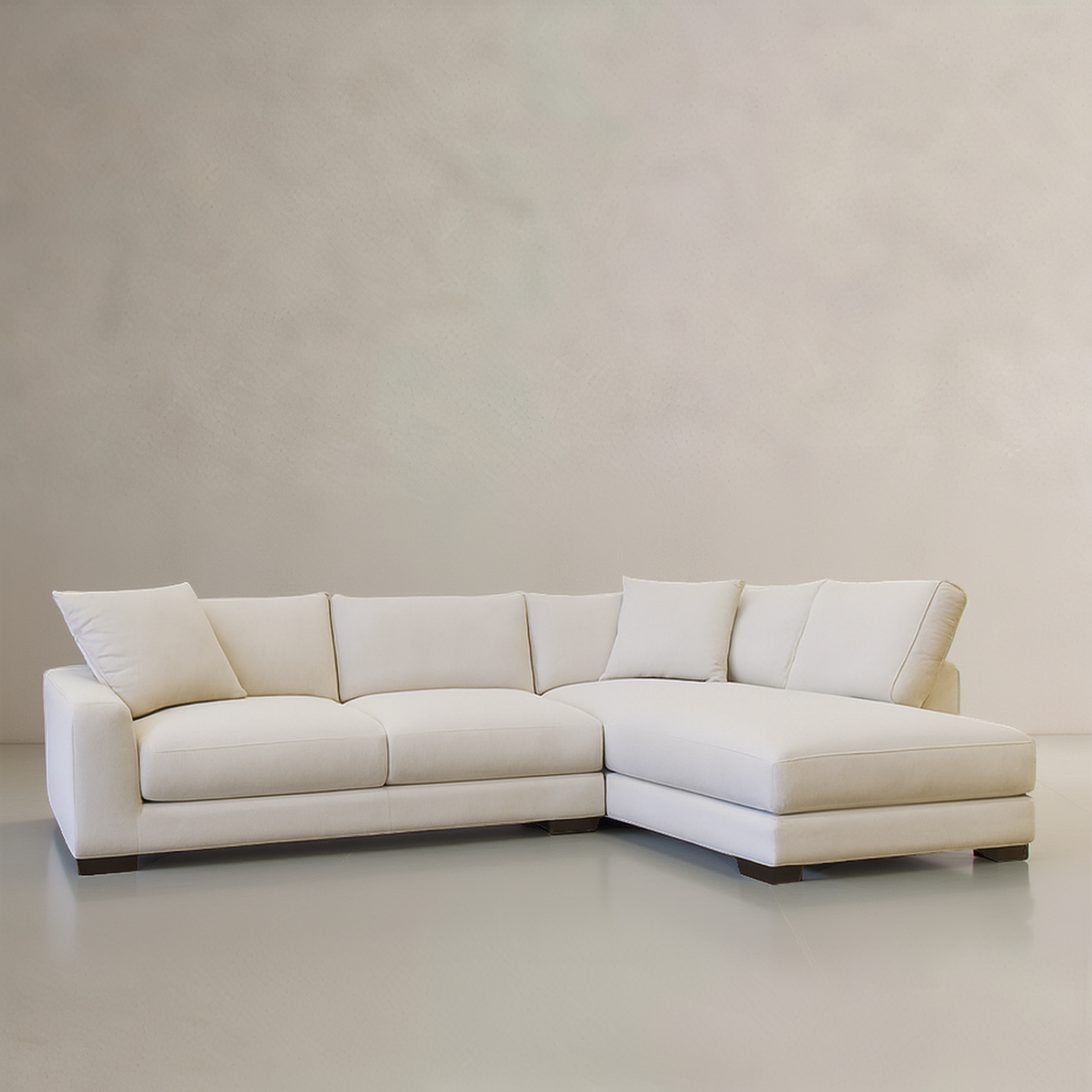 AUSTIN Fabric Sectional Sofa, Cream, Right