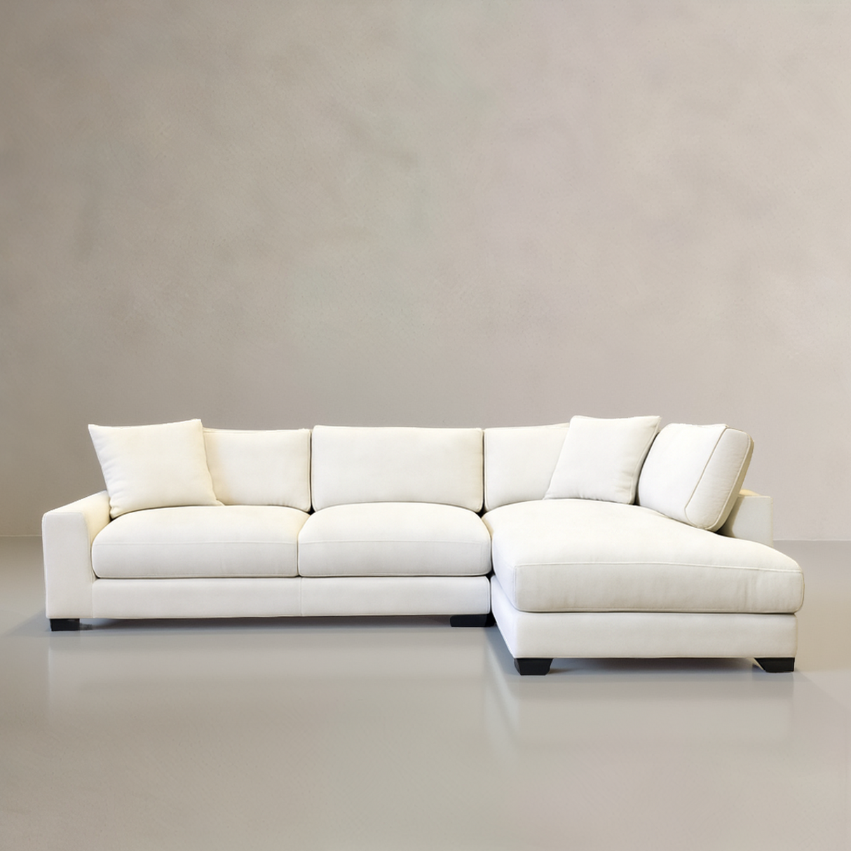 AUSTIN Fabric Sectional Sofa, Cream, Right