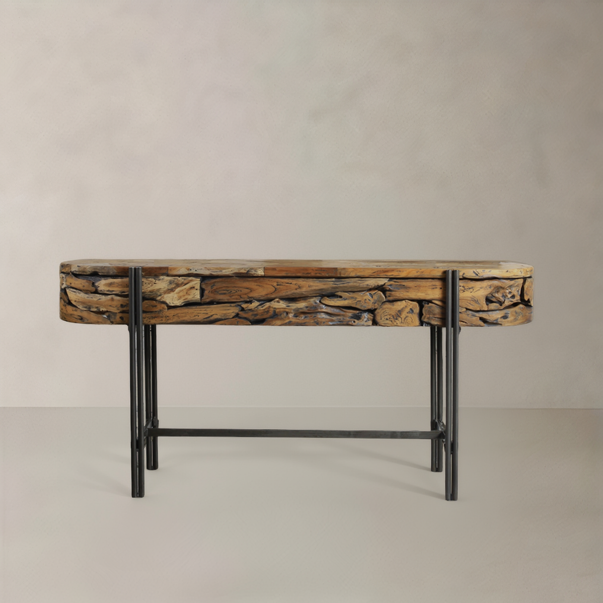 STRATA Solid Teak Console, Natural, 140cm