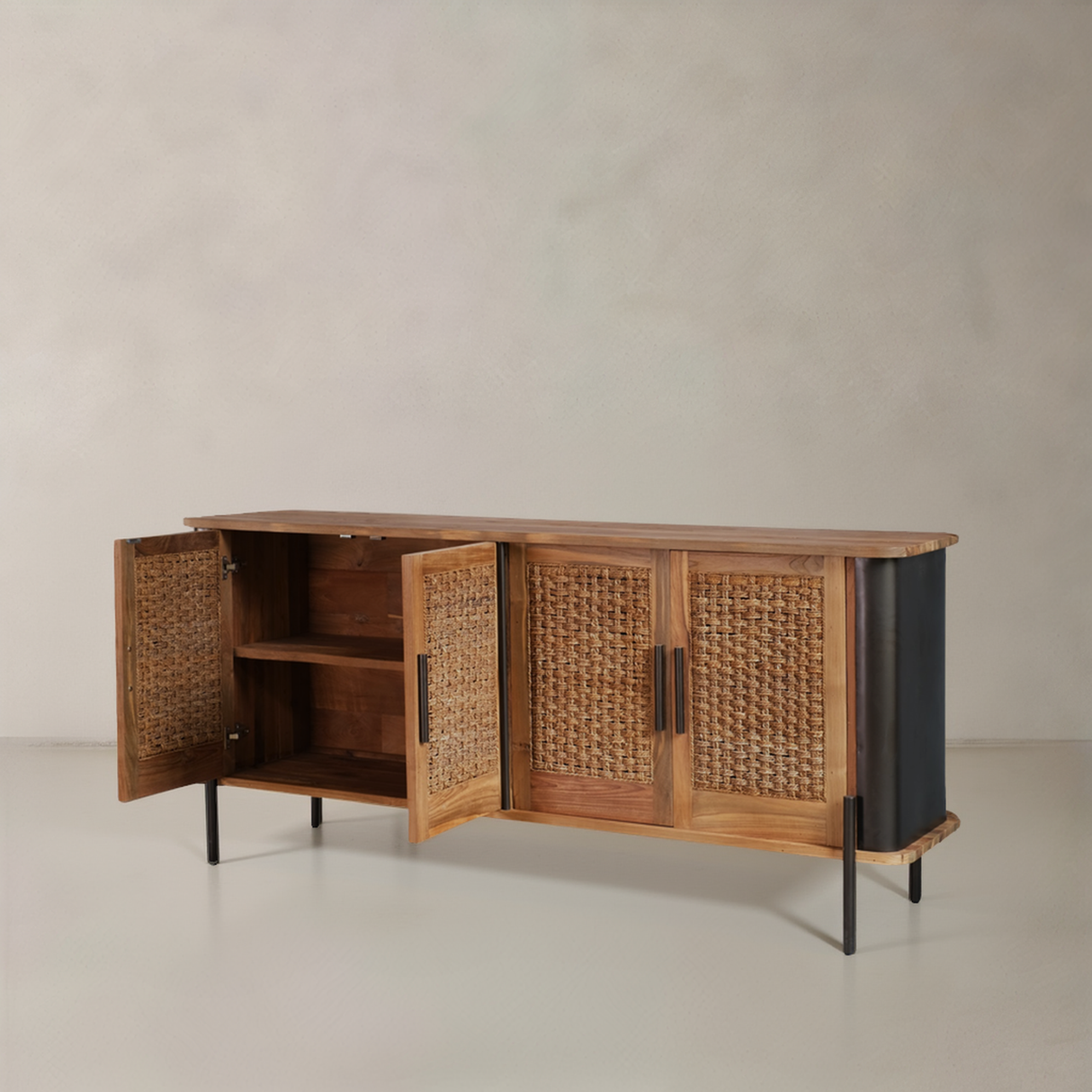 BROOKLYN Solid Teak Sideboard, Natural, 170cm