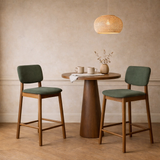 Ivy Solid Wood Counter Stool - Smoked Oak and Moss Green