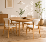 Clara Solid Wood Dining Chair - Natural Oak and Heathered Ivory