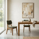 Clara Solid Wood Dining Chair - Smoked Oak and Moss Green