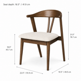 Eliza Solid Wood Dining Chair - Walnut and Heathered Ivory