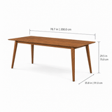 Oslo 78.7" Linear Edge Solid Wood Dining Table - Smoked Oak