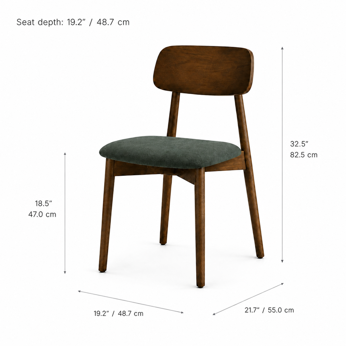 Landon Dining Chair - Smoked Oak and Moss Green