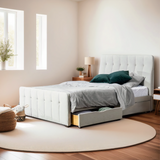 HAMILTON King Fabric Bed with Storage, Grey