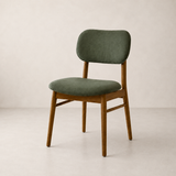 Chaise de salle à manger Ivy en bois massif - Chêne fumé et vert mousse