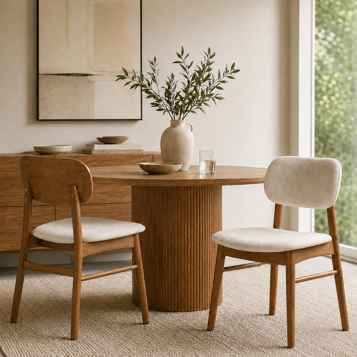 Ivy Solid Wood Dining Chair - Smoked Oak and Heathered Ivory