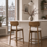 Tabouret de comptoir Landon – Chêne fumé et ivoire chiné