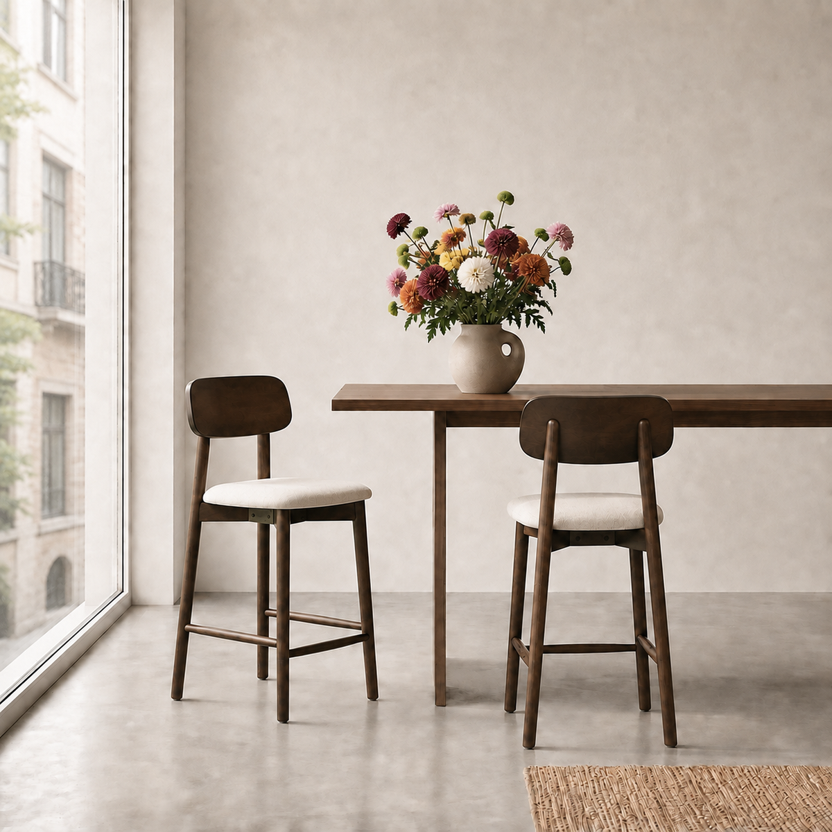 Landon Counter Stool - Walnut and Heathered Ivory