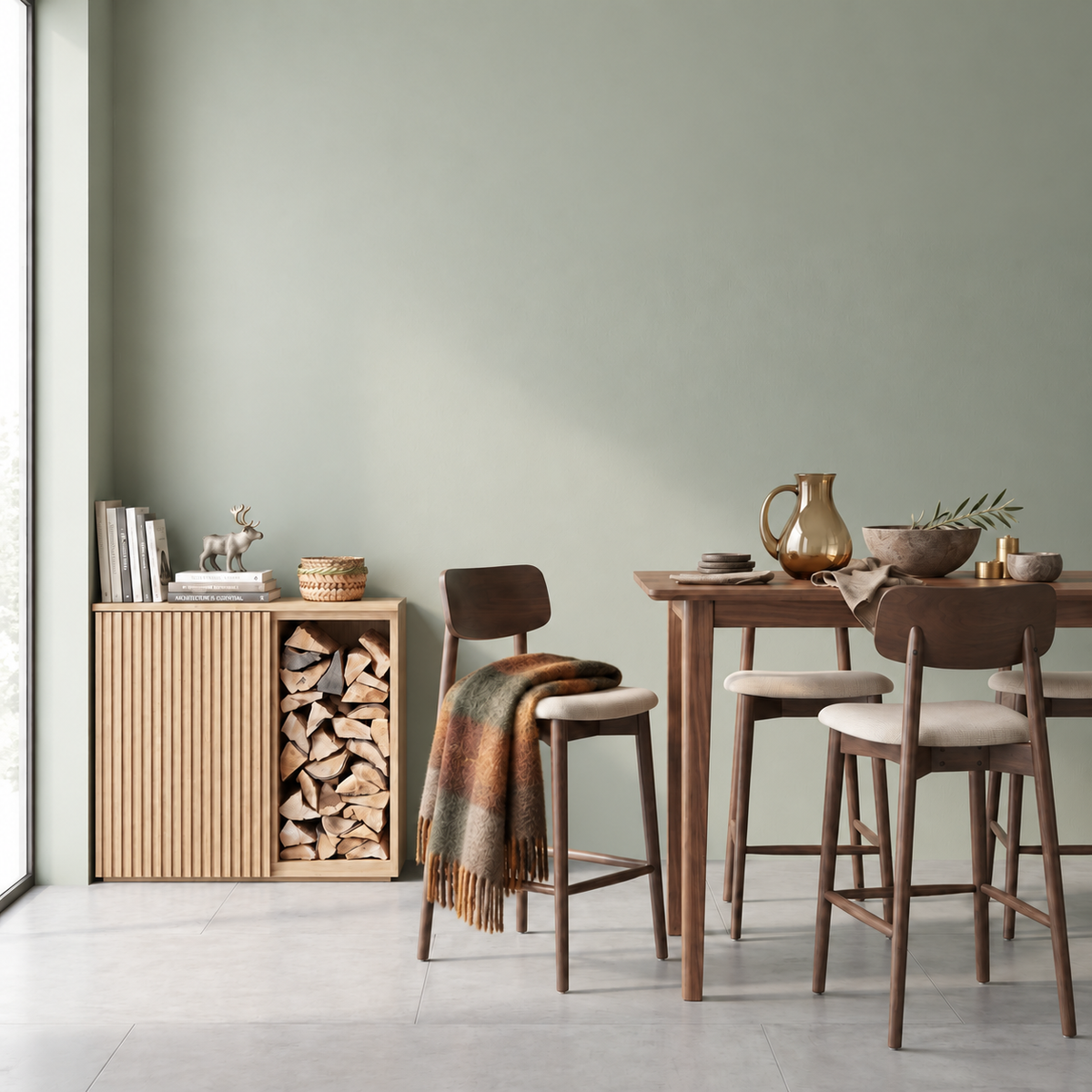Landon Counter Stool - Walnut and Heathered Ivory