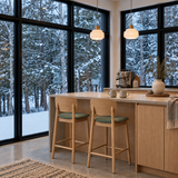 Ivy Solid Wood Counter Stool - Natural Oak and Moss Green