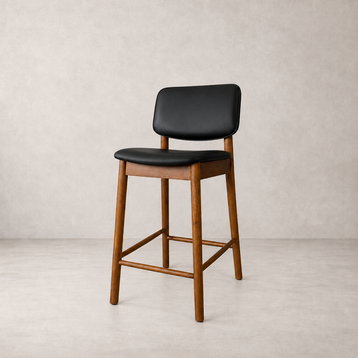 Tabouret de comptoir en bois massif Ivy - Chêne fumé et noir