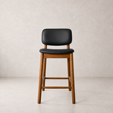 Tabouret de comptoir en bois massif Ivy - Chêne fumé et noir