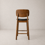 Tabouret de comptoir en bois massif Ivy - Chêne fumé et noir