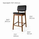 Tabouret de comptoir en bois massif Ivy - Chêne fumé et noir