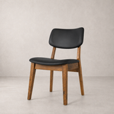 Clara Solid Wood Dining Chair - Smoked Oak and Black