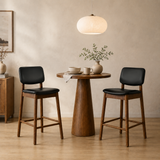Tabouret de comptoir en bois massif Ivy - Chêne fumé et noir