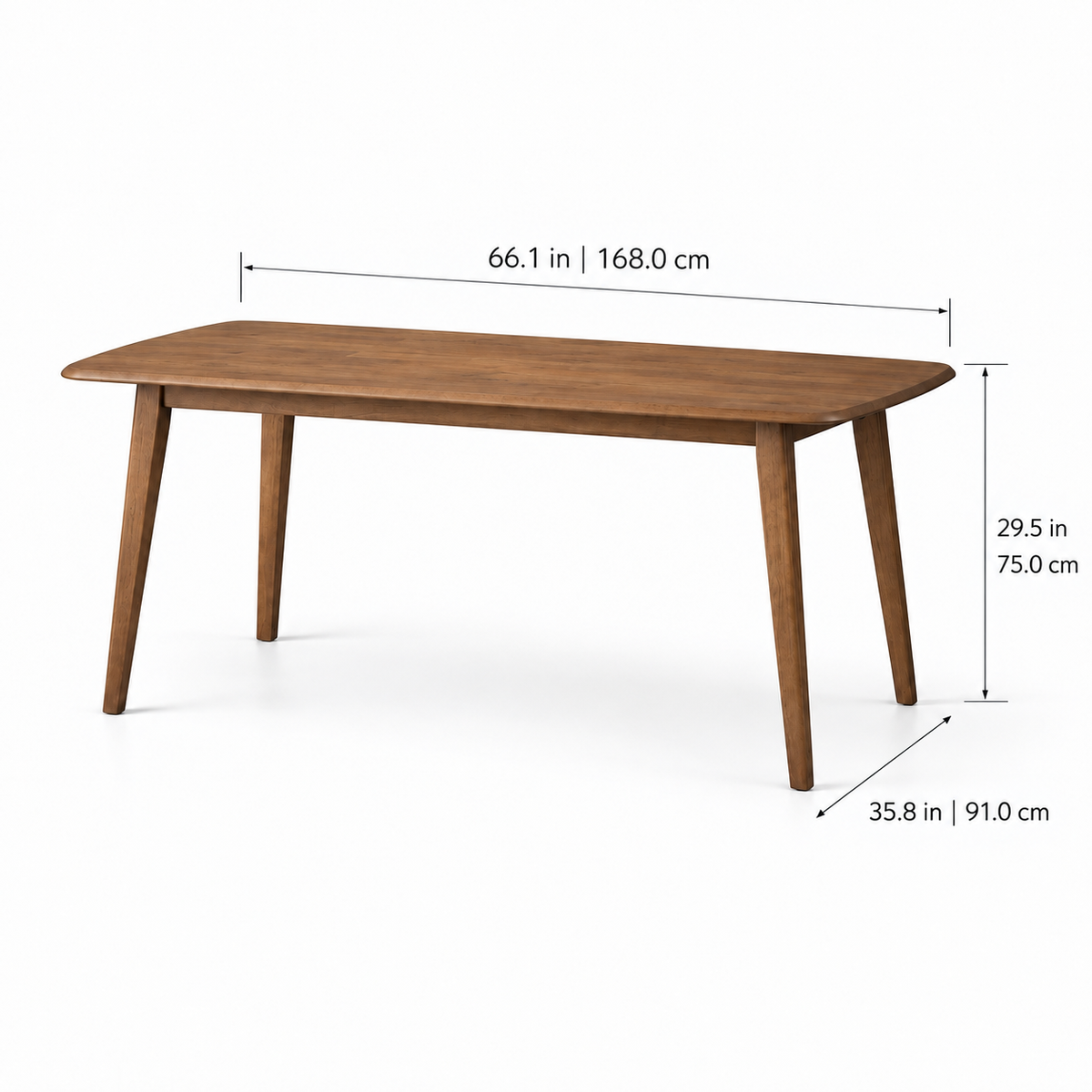 Oslo 66" Solid Wood Dining Table - Smoked Oak
