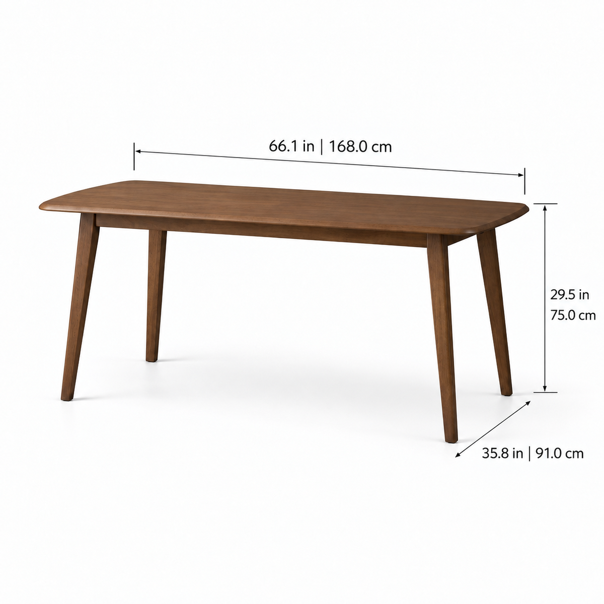 Oslo 66" Solid Wood Dining Table - Walnut