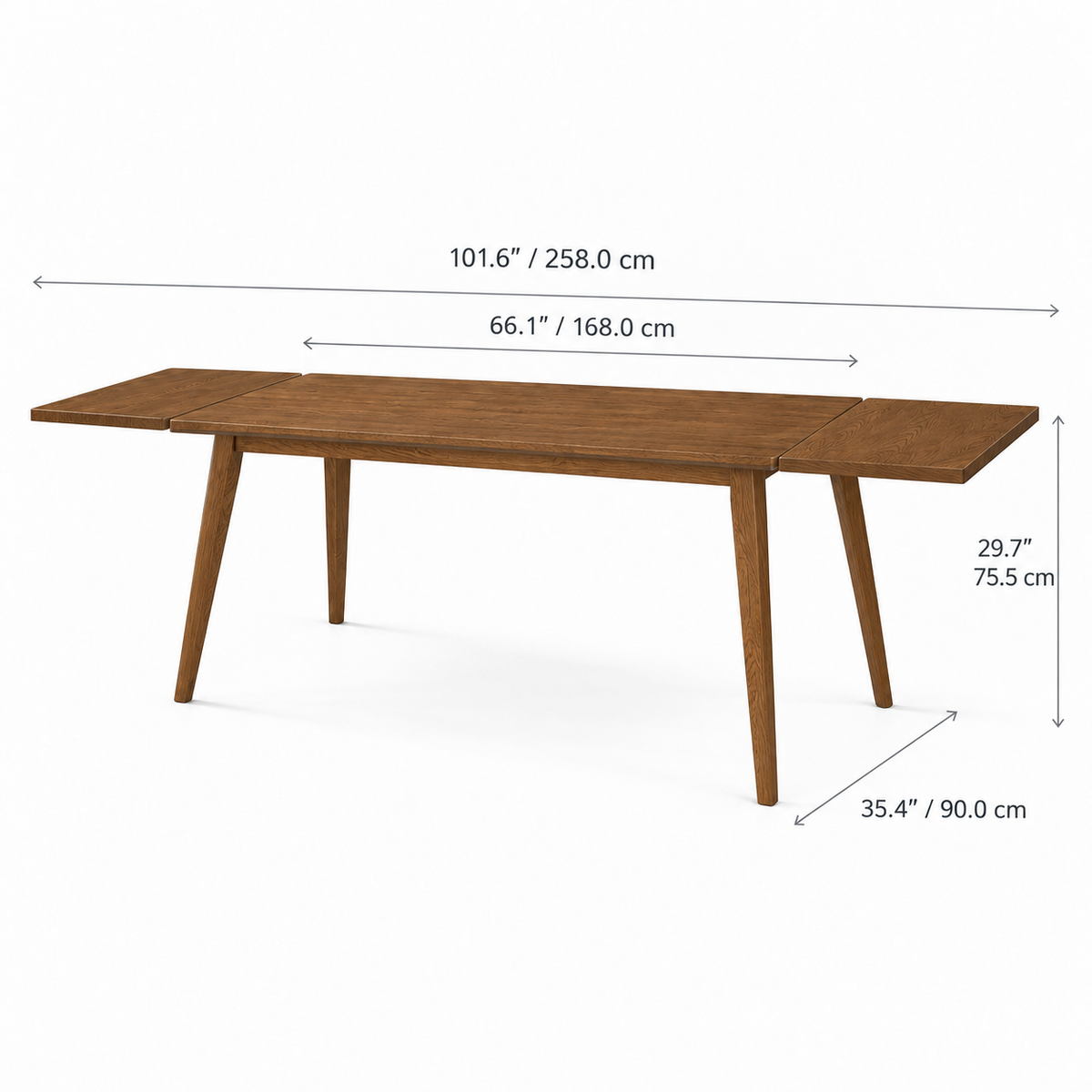 Lucca 66"–101.6" Extendable Dining Table - Smoked Oak
