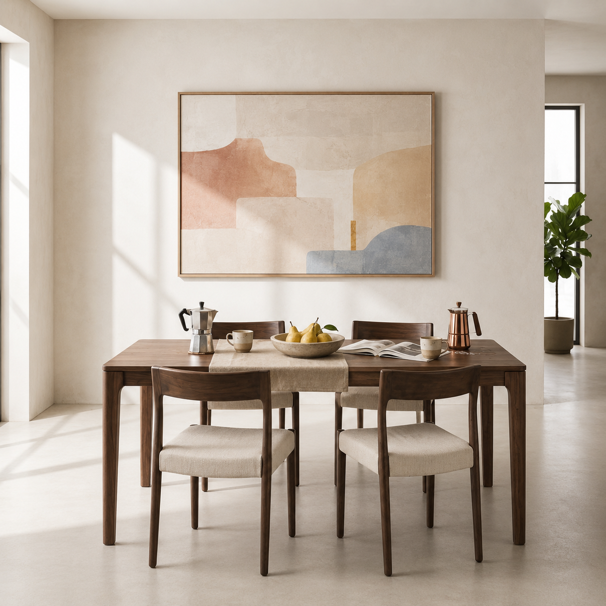 Chaise de salle à manger Marlow – Noyer et ivoire chiné