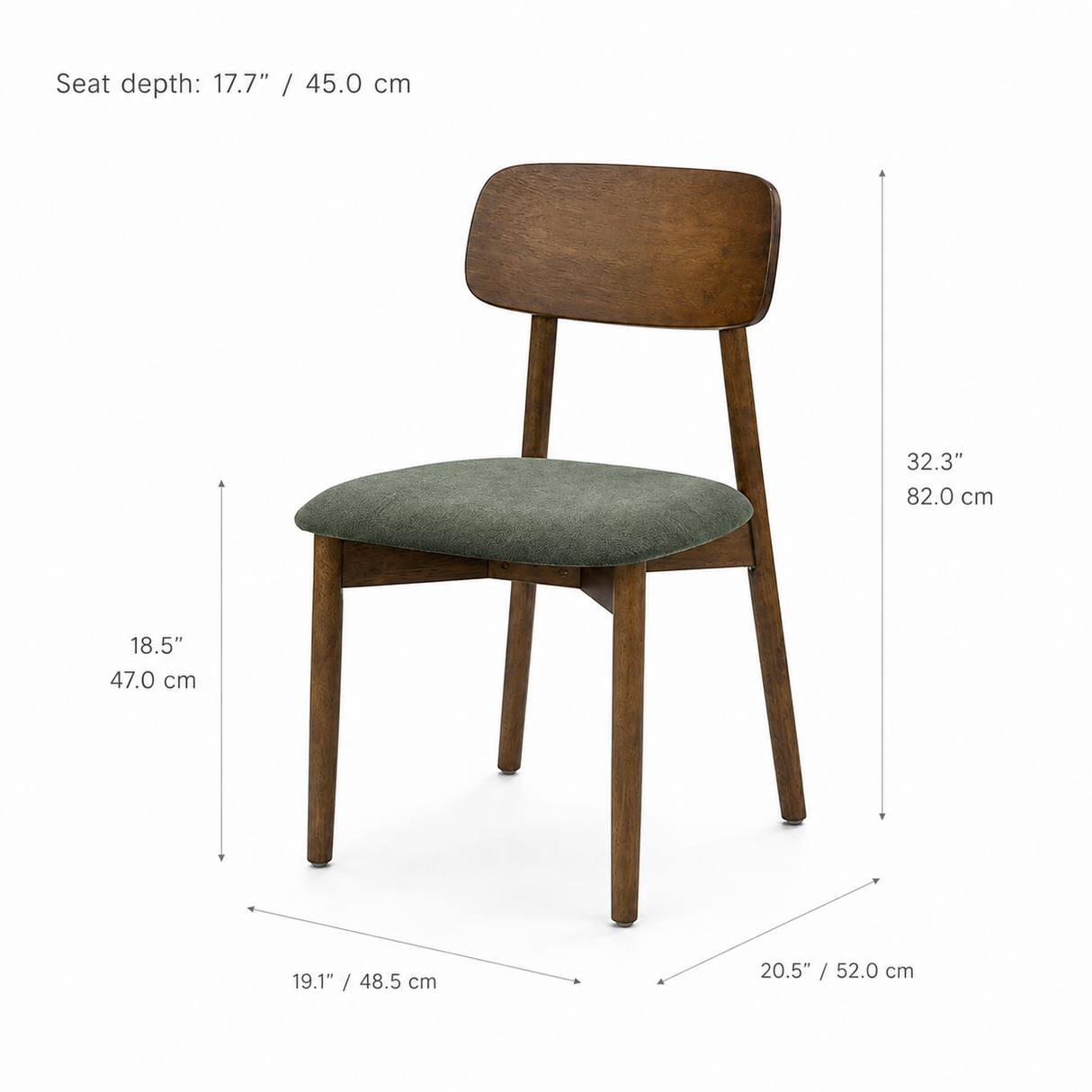 Landon Dining Chair - Smoked Oak and Moss Green