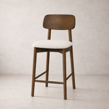 Tabouret de comptoir Landon – Chêne fumé et ivoire chiné