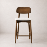 Tabouret de comptoir Landon – Chêne fumé et ivoire chiné