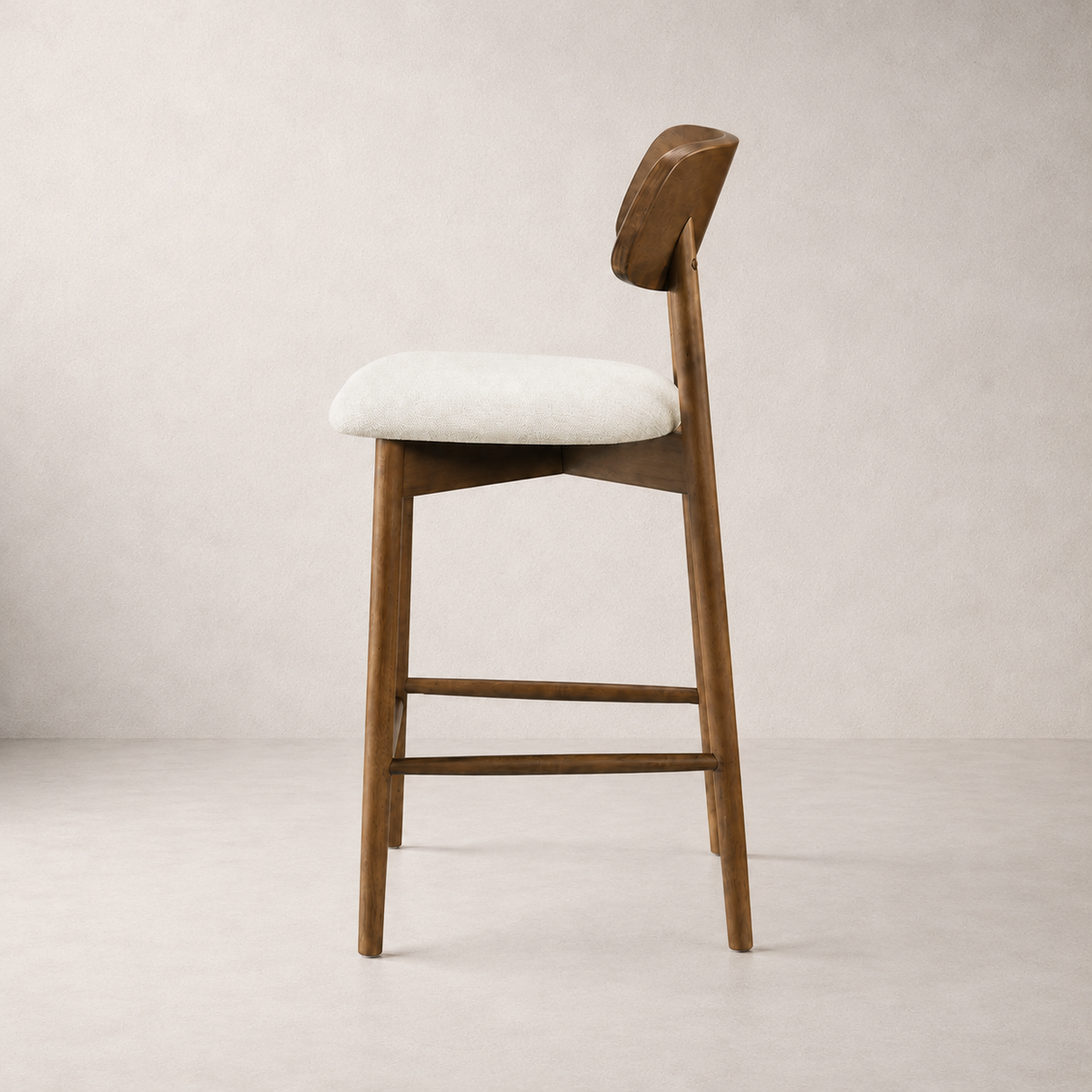 Tabouret de comptoir Landon – Chêne fumé et ivoire chiné