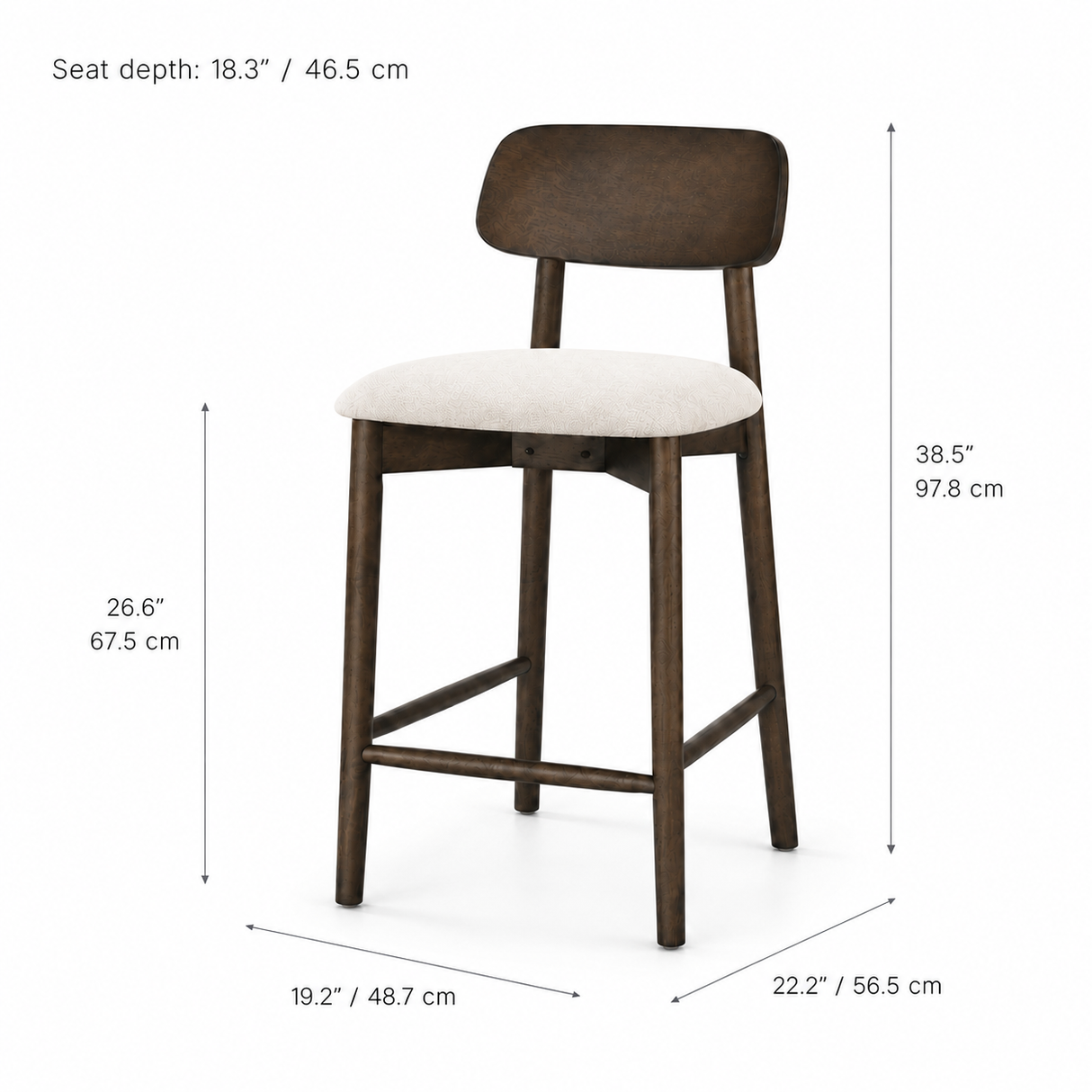 Landon Counter Stool - Walnut and Heathered Ivory