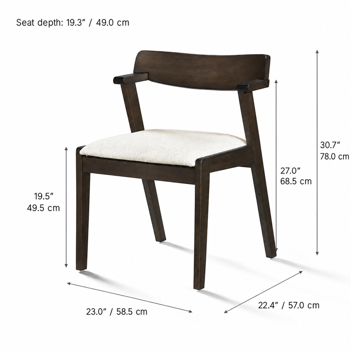 Victoria Dining Chair - Walnut and Heathered Ivory