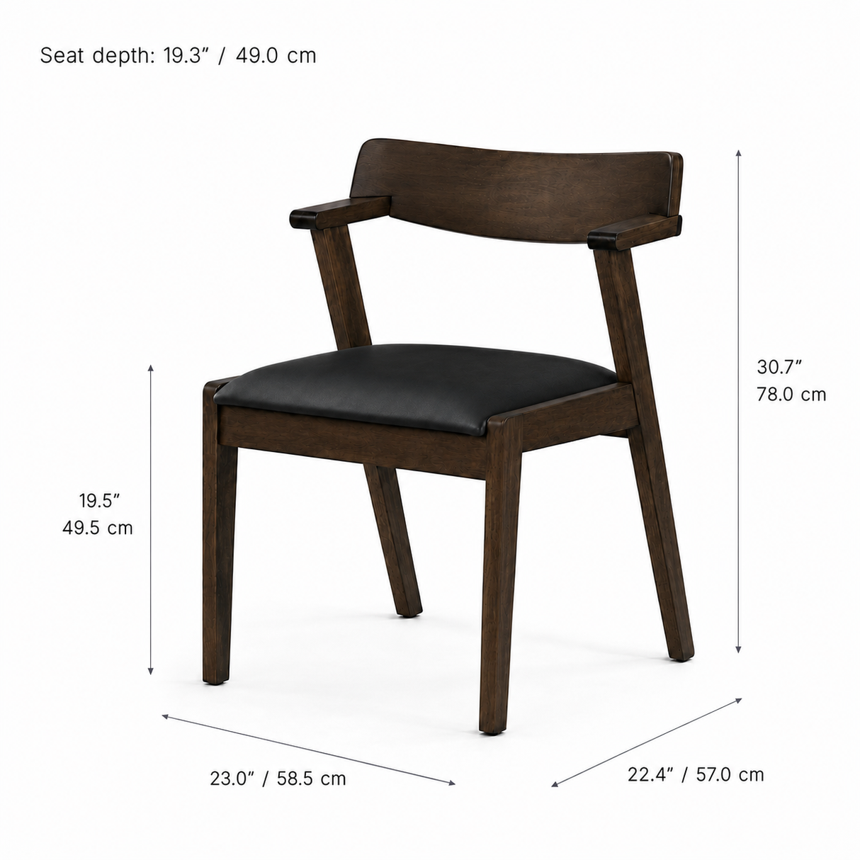 Chaise de salle à manger Victoria – Noyer et noir