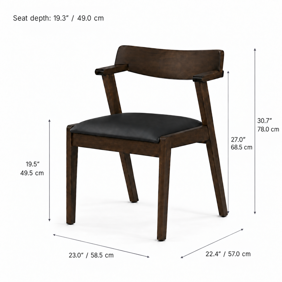 Victoria Dining Chair - Walnut and Black