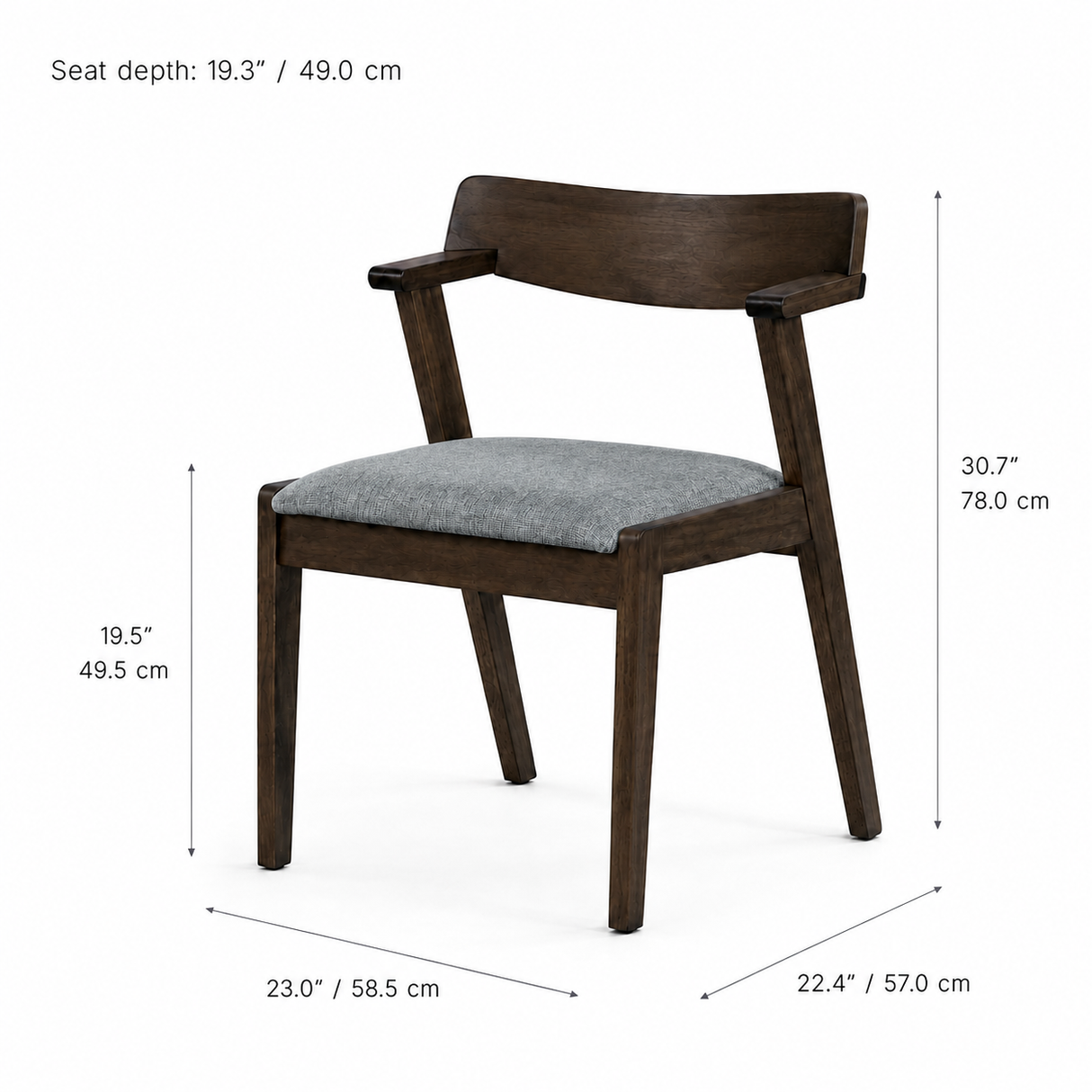 Victoria Dining Chair - Walnut and Textured Slate Grey