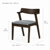 Victoria Dining Chair - Walnut and Textured Slate Grey