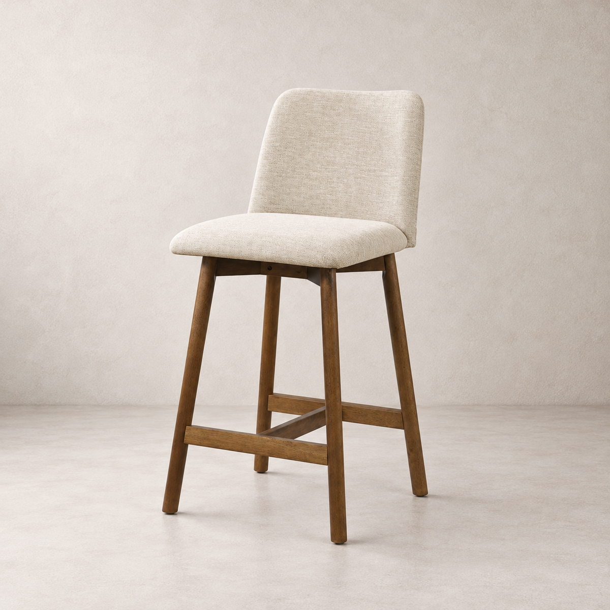 Charlotte Solid Wood Counter Stool - Smoked Oak and Ivory