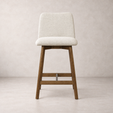 Charlotte Solid Wood Counter Stool - Smoked Oak and Ivory