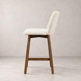 Charlotte Solid Wood Counter Stool - Smoked Oak and Ivory