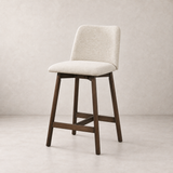 Charlotte Solid Wood Counter Stool - Walnut and Ivory