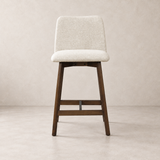 Charlotte Solid Wood Counter Stool - Walnut and Ivory