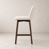 Charlotte Solid Wood Counter Stool - Walnut and Ivory