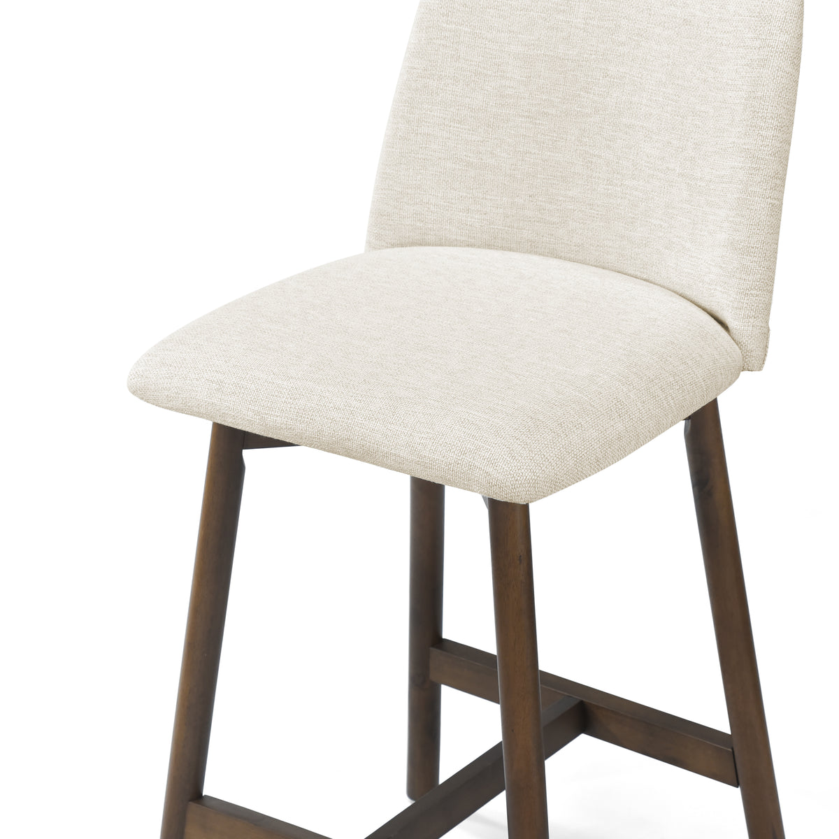 Charlotte Solid Wood Counter Stool - Walnut and Ivory