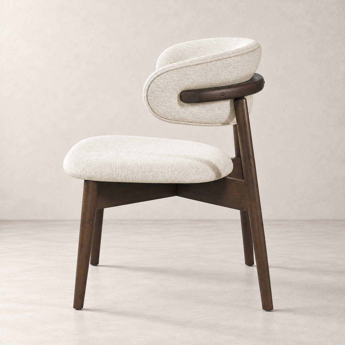 Blush Solid Wood Lounge Chair – Walnut and Heathered Ivory
